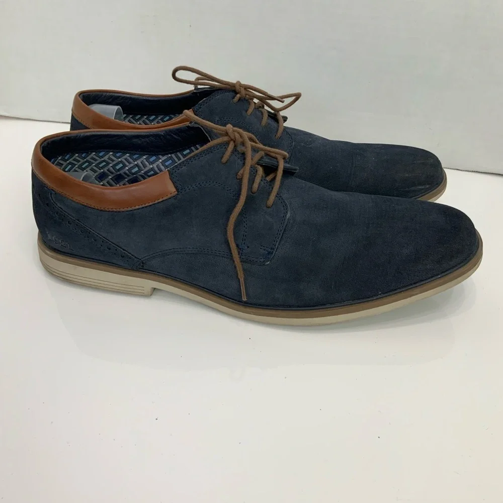 Freeman Sz 13 Dorian Navy Blue Suede Memory Foam Lace Up Oxfords Shoes